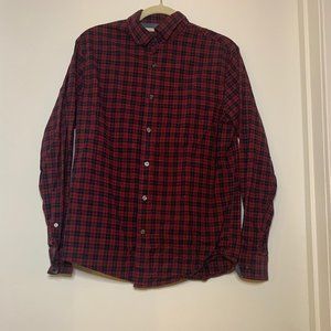 Banana Republic Untucked Cotton-Linen Plaid Shirt